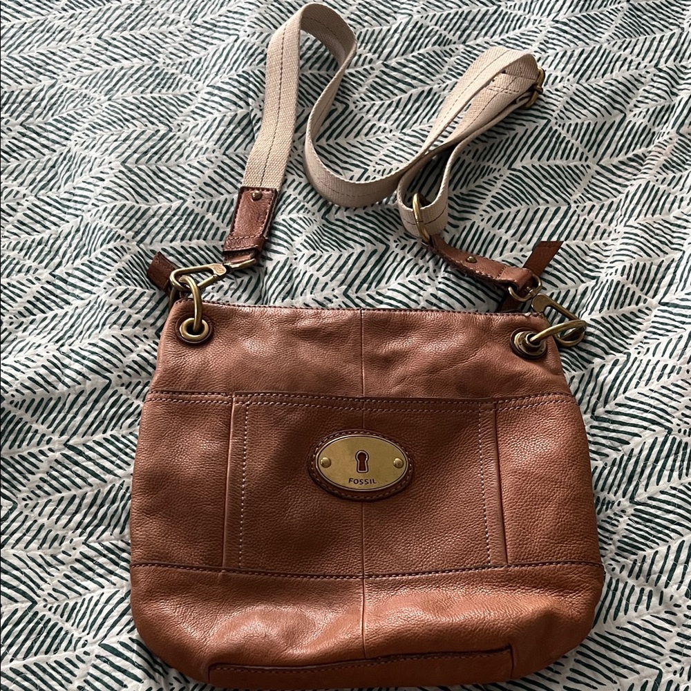 Fossil Tan Leather Crossbody Bag